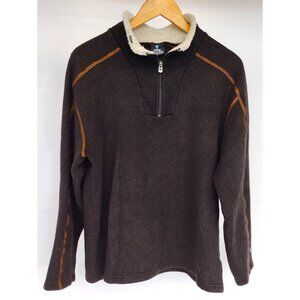 Kuhl Europa Alfpaca Shearling Men's Quarter Zip Brown Pullover Sweater XL